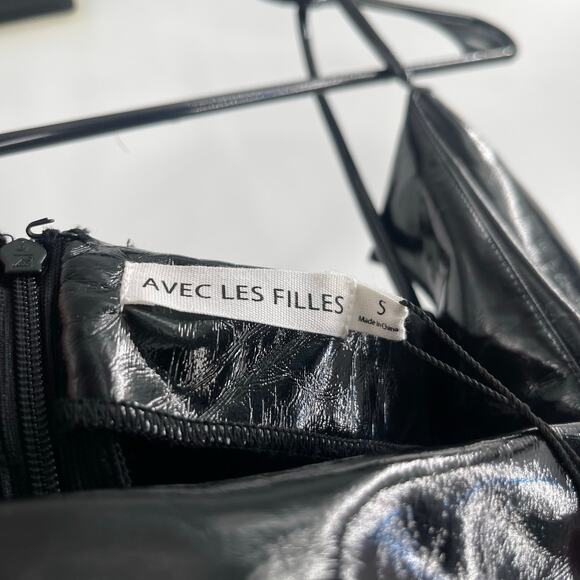 Avec Les Filles Dress SZ Small Faux Ever Leather One-Shoulder Bodycon Black NWT - Picture 6 of 16